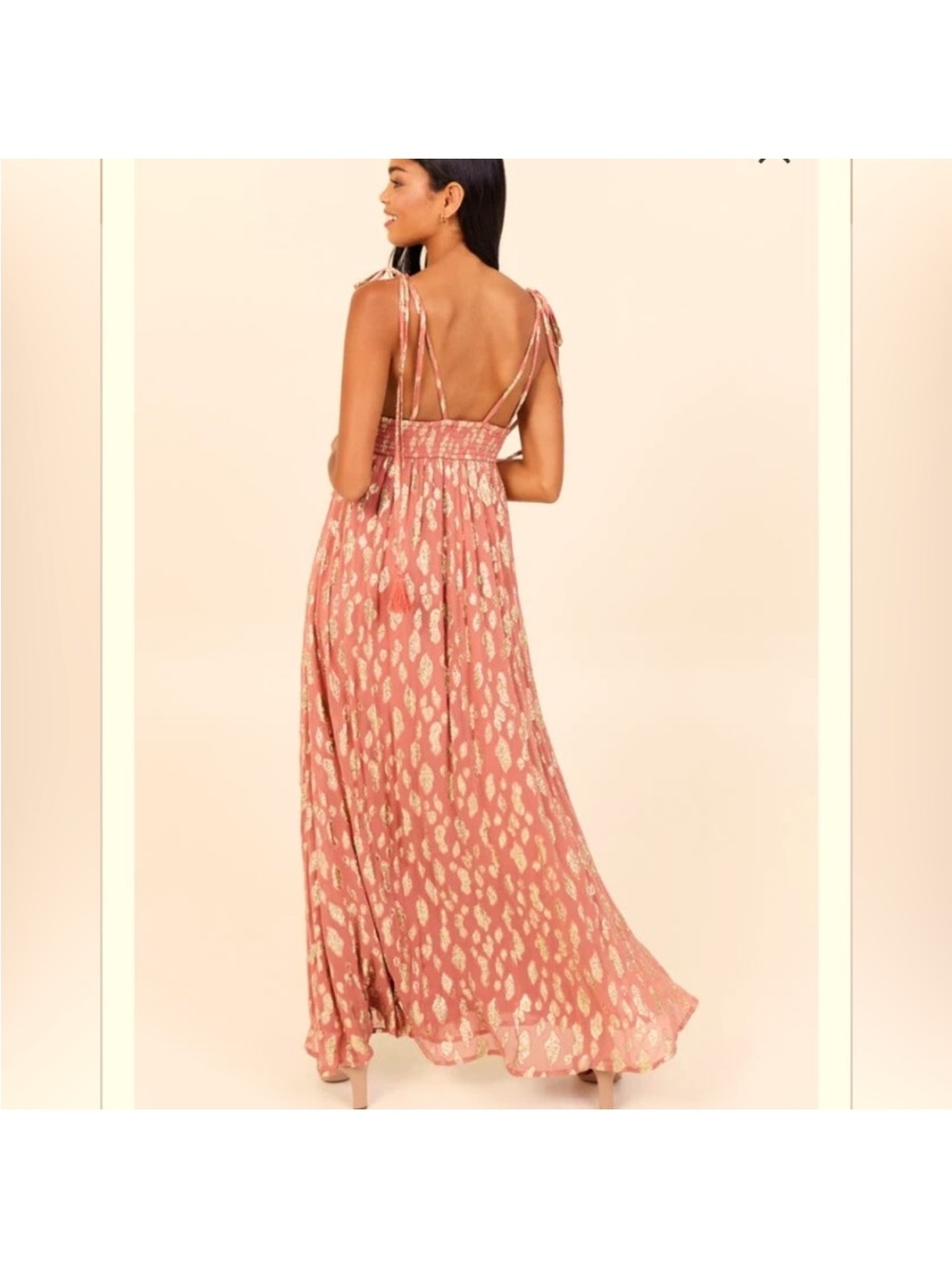 Altard state Tie-Shoulder Maxi Dress in Rose Gold Print - Picture 2 of 3